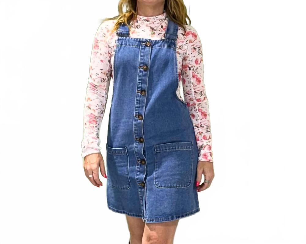 NEW LITTLE DAISY CLOSET the earthplay wide strap mini dress in denim